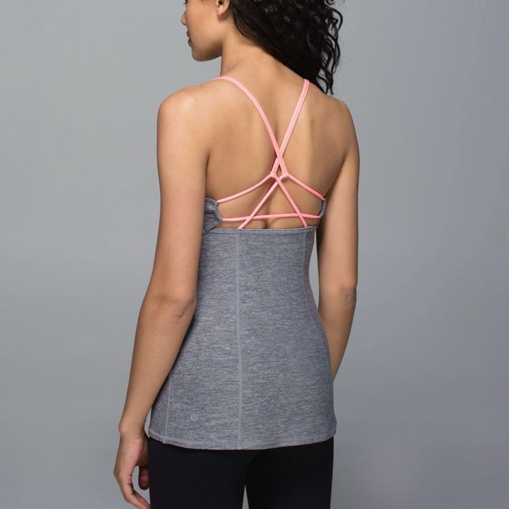 Lululemon Dancing Warrior Tank Heathered Slate/Grapefruit 8